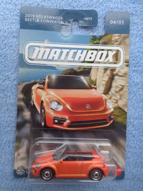 Matchbox - Long Cards - 2019 VOLKSWAGEN BEETLE CONVERTIBLE - 04/05 - Orange red