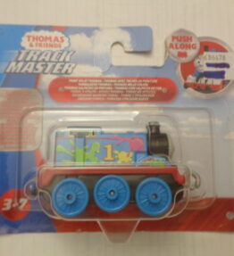Fisher Price - Thomas & Friends - Track Master - Push Along - PAINT SPLAT THOMAS - Steam loco - Light blue with graphics