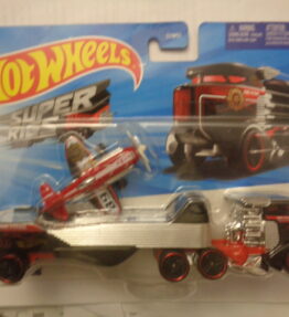 Hotwheels - 2024 - Super Rigs - SKY SHOW RIG - Large truck carrying an airplane - Silver red