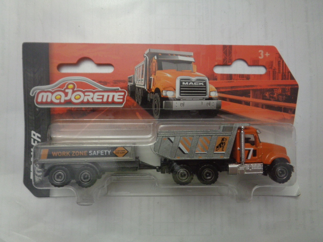 Majorette - Trailers - Scale 1 : 87 - MACK LOADER TRUCK AND TRAILER - Orange silver