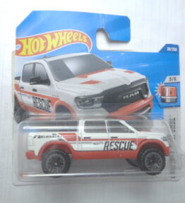 Hotwheels - Mainline - 2020 RAM 1500 REBEL - 39/250 - 3/5 - Pickup truck - Rescue truck - White with red stripes
