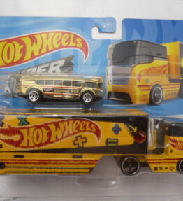 Hotwheels - 2022 - Super Rigs - PENCIL PUSHER - Yellow with golden color bus