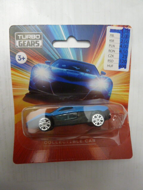 Turbo Gears - Collectible Car - SPORTS CAR - Logo on engine cover top "Blaze Runner" - Light blue - Our ref. # 016