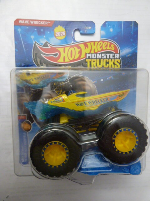 Hotwheels - 2025 - Monster Trucks - Single - WAVE WRECKER - Speed boat on monster wheels - Yellow