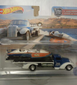 Hotwheels - 2021 - Premium - Car Culture - Team Transport - HW CLASSIC HYDROPLANE - SPEED WAZE - # 49 - Blue and white for truck and orange, white and blue for hydroplane