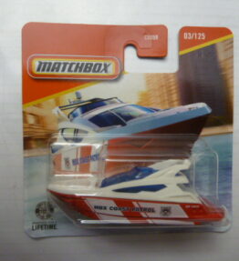 Matchbox - 2025 - Mainline - COAST 2 COAST - 03/125 - MBX Coast Patrol - Coast Guard Motorboat - Red and white