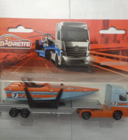 Majorette - Transporters - MERCEDES BENZ ACTROS - Speed boat transporter - Turquoise and orange color