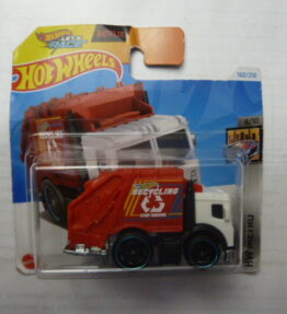 Hotwheels - 2021 - Mainline - TOTAL DISPOSAL - HW Metro - 160/250 - 8/10 - Garbage truck - Red and white - Metal base