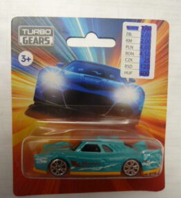 Turbo Gears - Collectible Car - FANTACY PASSENGER CAR SEDAN WITH "ADVENTURE" LOGO - Turquoise - Our ref. 036