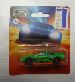 Turbo Gears - Collectible Cars - GREEN SEDAN WITH ORANGE BASE - With logo "Speed Tram" - Green - Our ref. # 057