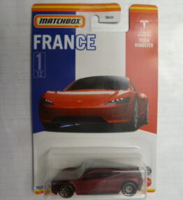 Matchbox - 2021 - Country Editions - France - TESLA ROADSTER - 1/12 - Burgundy with black roof top