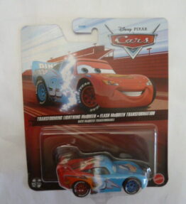 Mattel - 2021 - Disney Pixar Cars - TRANSFORMING LIGHTNING McQUEEN - Dinoco - Light blue and red