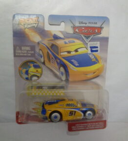 Mattel - 2019 - Disney Pixar cars - CRUZ RAMIREZ WITH BLAST WALL - Rocket Racing - XRS Extreme Rocket Series - # 51 - Yellow blue