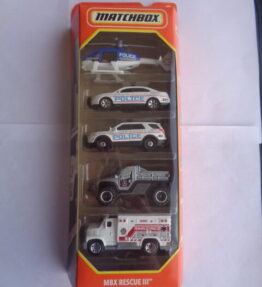 Matchbox - 2023 - 5 Car Multipack - MBX RESCUE III - # HVT72 - Police cars, helicopter and ambulance