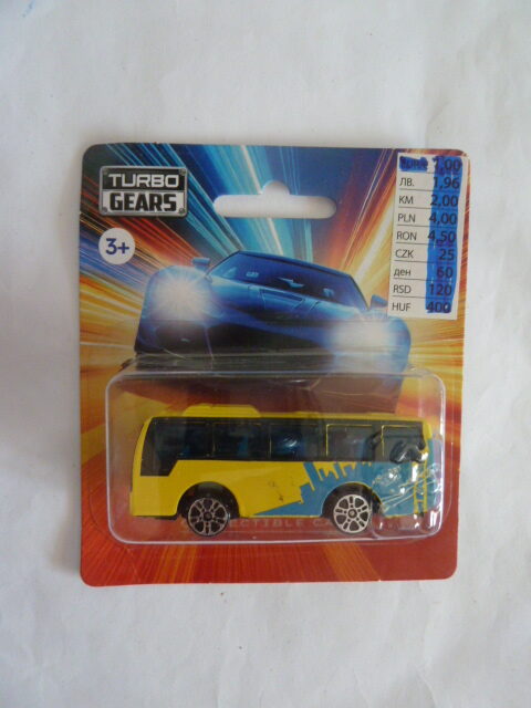 Turbo Gears - Collectible Cars - Airport Shuttle Bus - Yellow and blue - # 065
