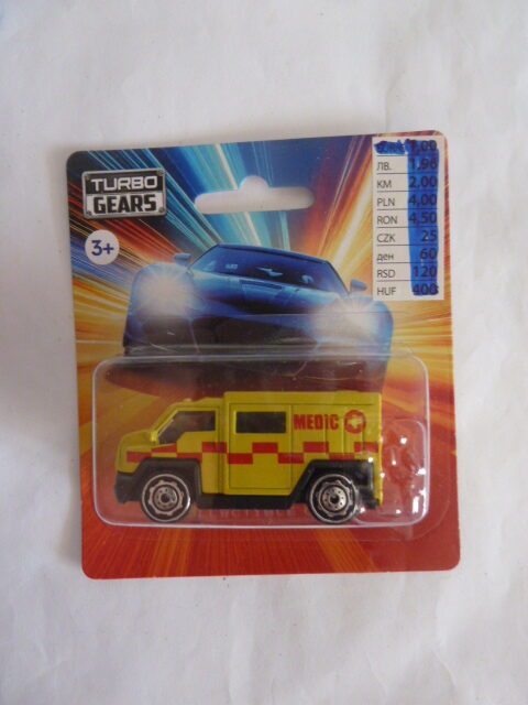 Turbo Gears - Collectible Cars - AMBULANCE - "MEDIC" - Yellow - # 064