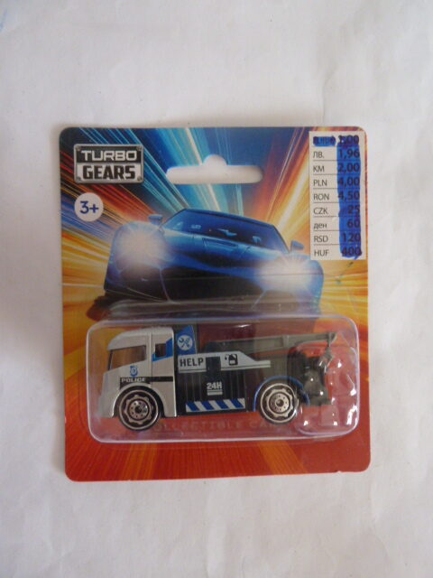 Turbo Gears - Collectible Cars - POLICE TOW CRANE TRUCK - Silver black - # 067