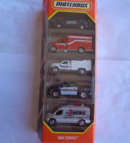 Matchbox - 2022 - 5 Car Multipack - MBX SERVICE - # HFH14 - Emergency and police cars and news agency van