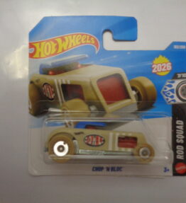Hotwheels - 2026 - Mainline - CHOP N' BLOC' - 182/250 - 7/10 - Rod Squad - Antique car - Cream white with blue roof - Metal base
