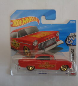 Hotwheels - 2026 - Mainline - '55 CHEVY - 180/250 - 2/10 - Cool Classics - Bearing logo "Chevy Fever 55" - Red - Metal base