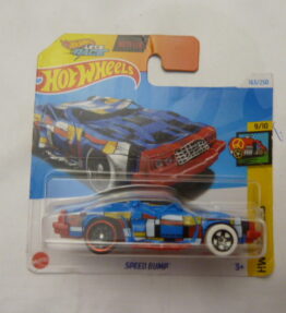 Hotwheels - 2021 - Mainline - Netflix - Let's Race - SPEED BUMP - 163/250 - 9/10 - HW Art Cars - Crushed roof - Blue with colored rectangles -