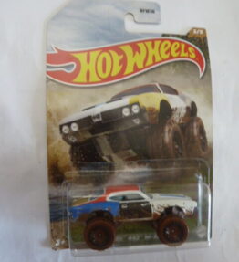 Hotwheels - 2023 - Long Cards - OLDS 442 W-30 - 3/5 - White, blue and red - Part of Off Road Trucks Mud Runners Series - ,Metal base
