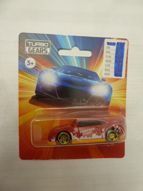 Turbo Gears - Collectible Car - SPORTS HATCHBACK PASSENGER CAR - Bearing logo "Thunder Speed" - Red - Our ref. # 069